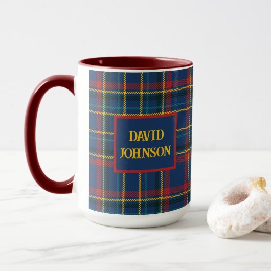 Scottish Tartan Kariert Clan Vintag Pattern Tasse (Mit Donut)