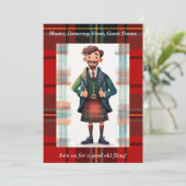 Scottish Tartan Kariertes Personalisiertes Party Einladung (Stehend Vorderseite)