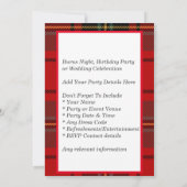 Scottish Tartan Kariertes Personalisiertes Party Einladung (Rückseite)
