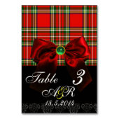 SCOTTISH TARTAN MIT ROT BOW MONOGRAM TISCHNUMMER (Rückseite)