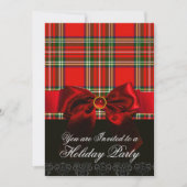 SCOTTISH TARTAN MIT ROTEM RUBY BOW CHRISTMAS-PARTY EINLADUNG (Vorderseite)