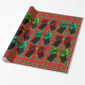 SCOTTISH TARTAN MIT ROTEN GRÜNEN CHRISTMAS BOWS GESCHENKPAPIER (Ungerollt)