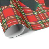 SCOTTISH TARTAN MIT ROTEN GRÜNEN CHRISTMAS BOWS GESCHENKPAPIER (Rolleneckpunkt)