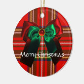 SCOTTISH TARTAN MIT ROTEN GRÜNEN CHRISTMAS BOWS KERAMIKORNAMENT (Links)