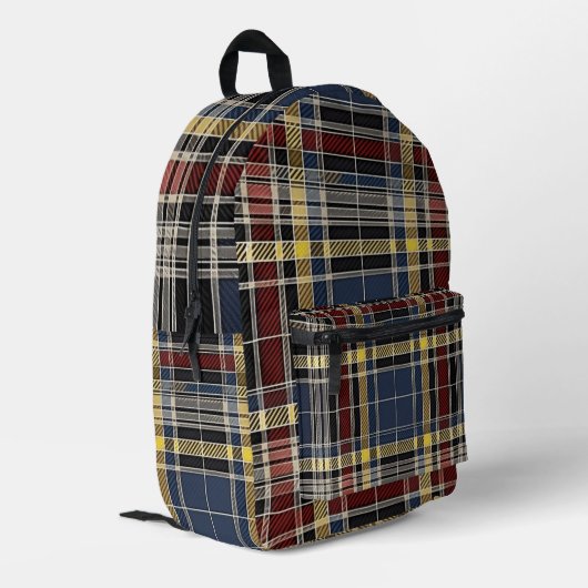 Scottish Tartan Pattern Bedruckter Rucksack (Rückseitige Ecke links)