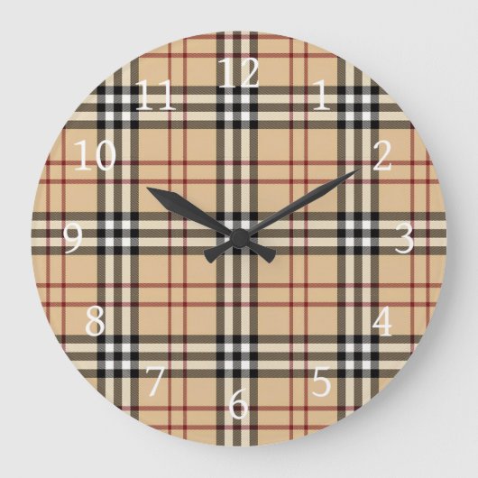 Scottish Tartan Pattern Große Wanduhr (Vorderseite)