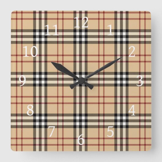 Scottish Tartan Pattern     Quadratische Wanduhr (Vorderseite)