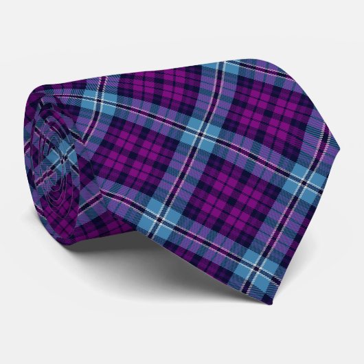 Scottish Tartan Pläd Purple Blue Pattern Krawatte (Gerollt)