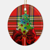 SCOTTISH TARTAN, RED GREEN BOWS AND CHRISTMAS TREM KERAMIKORNAMENT (Links)