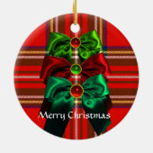 SCOTTISH TARTAN, RED GREEN BOWS AND CHRISTMAS TREM KERAMIKORNAMENT (Hinten)
