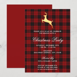 Scottish Tartan Reindeer Christmas Party Einladung