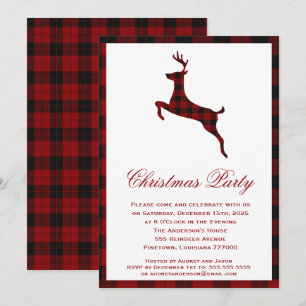 Scottish Tartan Reindeer   Weihnachts-Party Einladung