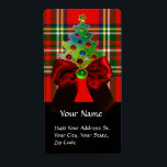 SCOTTISH TARTAN, ROT BOW UND CHRISTMAS BAUM<br><div class="desc">Eleganter schottischer Tartan in rot-grünen weißen Farben,  glänzende Seidenbögen und 3D-Ruby,  smaragdgrüne Edelsteine. von Bulgan Lumini (c) Lumini (c) Leicht mit Ihrem eigenen Text für Feiertagsgruß.</div>