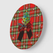 SCOTTISH TARTAN, ROT BOW UND CHRISTMAS BAUM GROßE WANDUHR (Winkel)