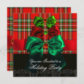 SCOTTISH TARTAN UND RED GREEN BOWS CHRISTMAS PARTY EINLADUNG (Vorne/Hinten)