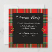 SCOTTISH TARTAN UND RED GREEN BOWS CHRISTMAS PARTY EINLADUNG (Rückseite)
