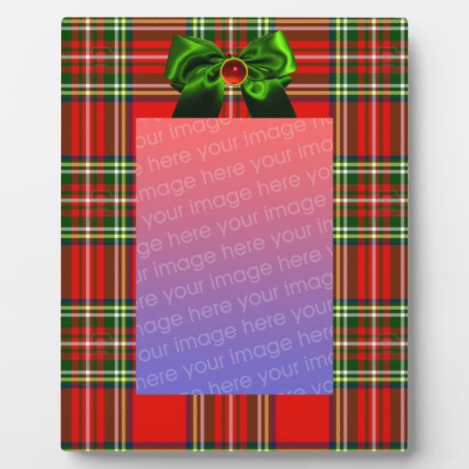 SCOTTISH TARTAN UND RED GREEN BOWS CHRISTMAS PARTY FOTOPLATTE (Vorderseite)