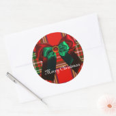 SCOTTISH TARTAN UND RED GREEN BOWS CHRISTMAS PARTY RUNDER AUFKLEBER (Umschlag)