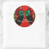 SCOTTISH TARTAN UND RED GREEN BOWS CHRISTMAS PARTY RUNDER AUFKLEBER (Tasche)