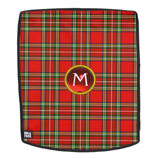 SCOTTISH TARTAN UND RED RUBY GEM STONE MONOGRAM RUCKSACK (Abnehmbare Front)