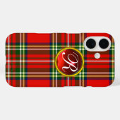 SCOTTISH TARTAN UND RED RUBY GEMSTONE MONOGRAM Case-Mate iPhone HÜLLE (Rückseite (Horizontal))