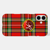 SCOTTISH TARTAN UND RED RUBY GEMSTONE MONOGRAM Case-Mate iPhone HÜLLE (Rückseite (Horizontal))
