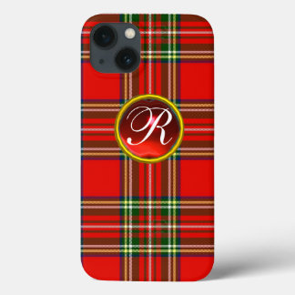SCOTTISH TARTAN UND RED RUBY GEMSTONE MONOGRAM Case-Mate iPhone HÜLLE