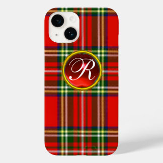 SCOTTISH TARTAN UND RED RUBY GEMSTONE MONOGRAM Case-Mate iPhone HÜLLE