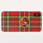 SCOTTISH TARTAN UND RED RUBY GEMSTONE MONOGRAM Case-Mate iPhone HÜLLE (Rückseite (Horizontal))