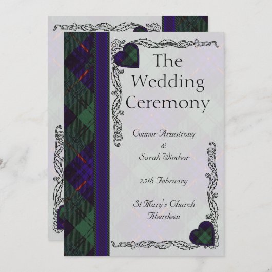 Scottish Tartan Wedding Program - Armstrong Programm (Vorne/Hinten)