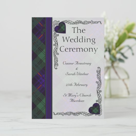 Scottish Tartan Wedding Program - Armstrong Programm (Stehend Vorderseite)
