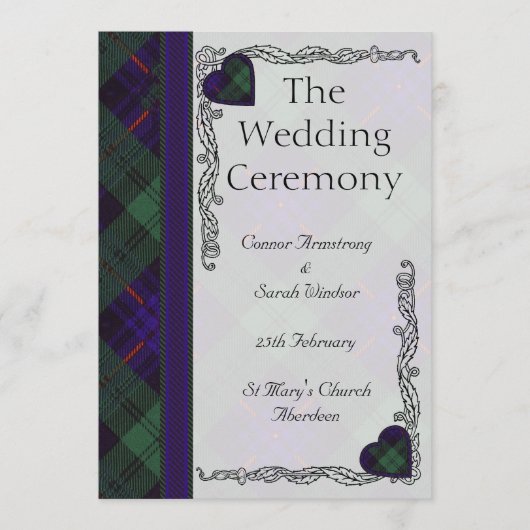 Scottish Tartan Wedding Program - Armstrong Programm (Vorderseite)