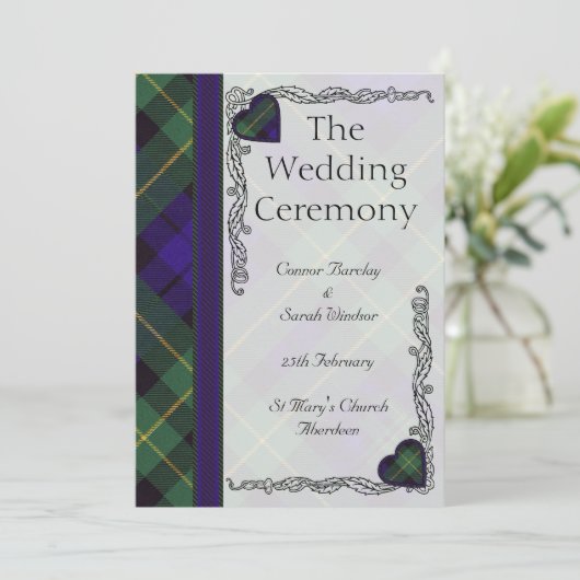 Scottish Tartan Wedding Program - Barclay Programm (Stehend Vorderseite)