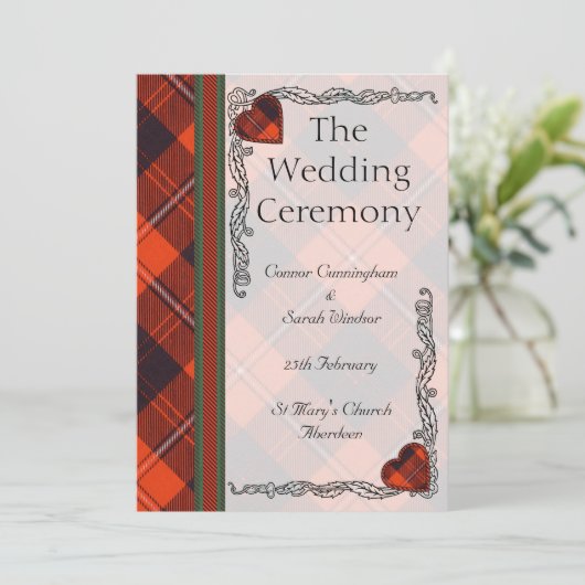 Scottish Tartan Wedding Program - Cunningham Programm (Stehend Vorderseite)