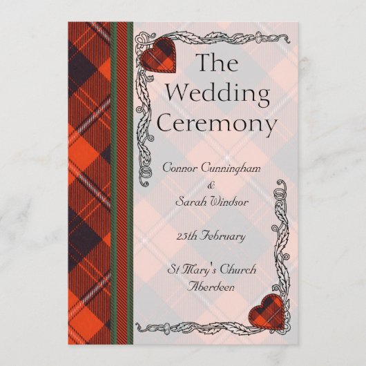 Scottish Tartan Wedding Program - Cunningham Programm (Vorderseite)