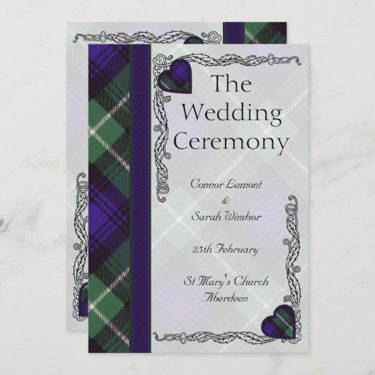 Scottish Tartan Wedding Program - Lamont Programm (Vorne/Hinten)