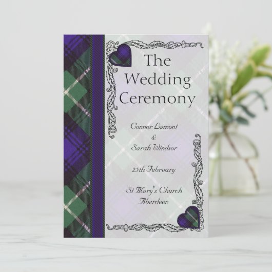 Scottish Tartan Wedding Program - Lamont Programm (Stehend Vorderseite)