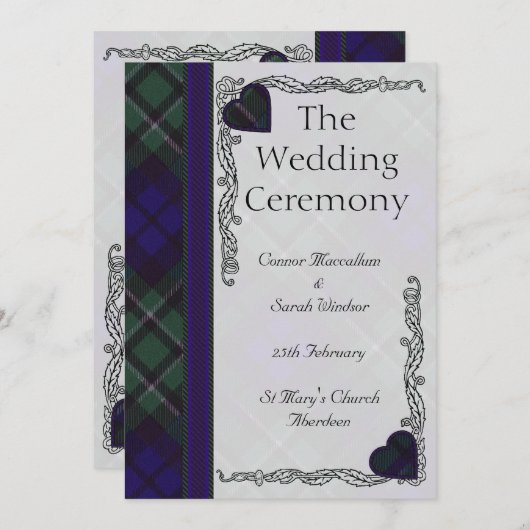 Scottish Tartan Wedding Program - Maccallum Programm (Vorne/Hinten)