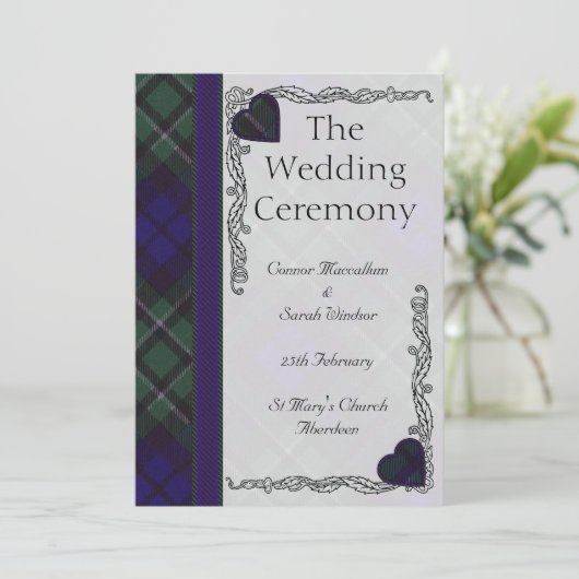 Scottish Tartan Wedding Program - Maccallum Programm (Stehend Vorderseite)