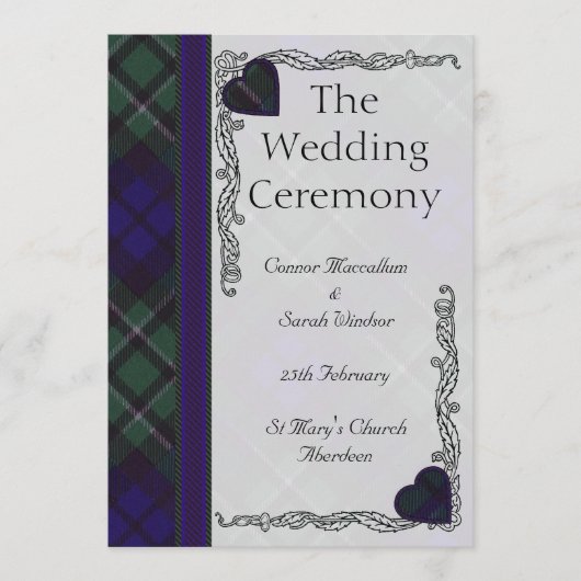 Scottish Tartan Wedding Program - Maccallum Programm (Vorderseite)