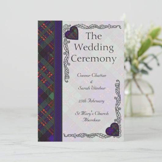 Scottish Tartan Wedding Program - Macdonald Clan Programm (Stehend Vorderseite)