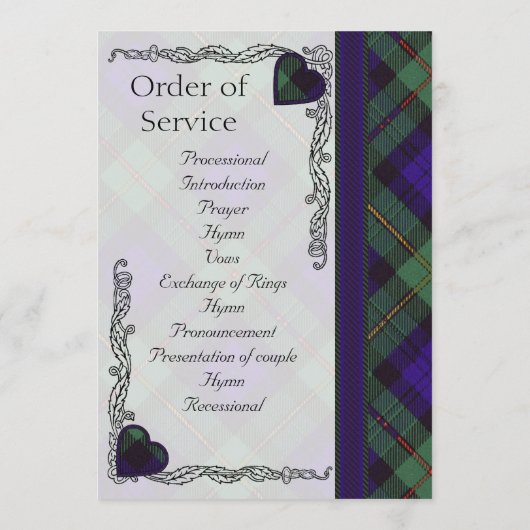 Scottish Tartan Wedding Program - Macewen Programm (Rückseite)