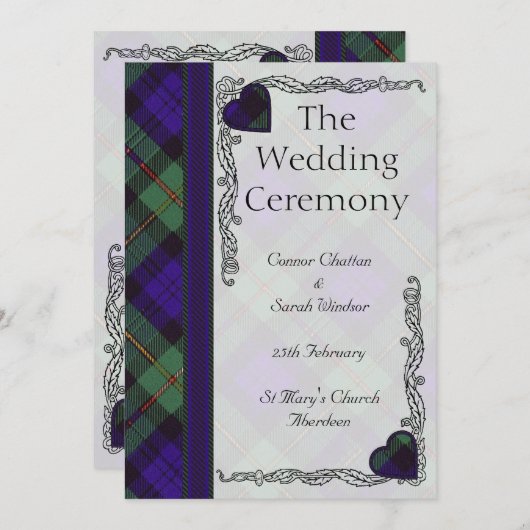 Scottish Tartan Wedding Program - Macewen Programm (Vorne/Hinten)