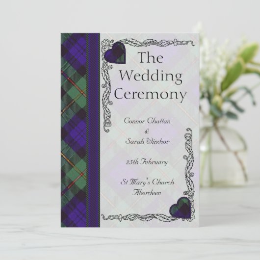 Scottish Tartan Wedding Program - Macewen Programm (Stehend Vorderseite)