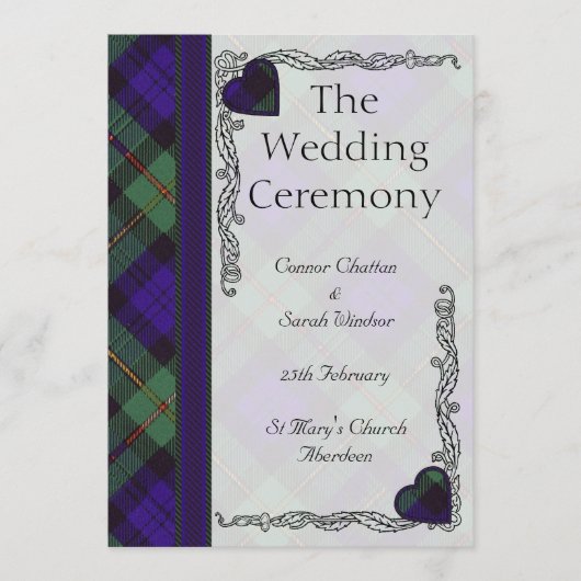 Scottish Tartan Wedding Program - Macewen Programm (Vorderseite)