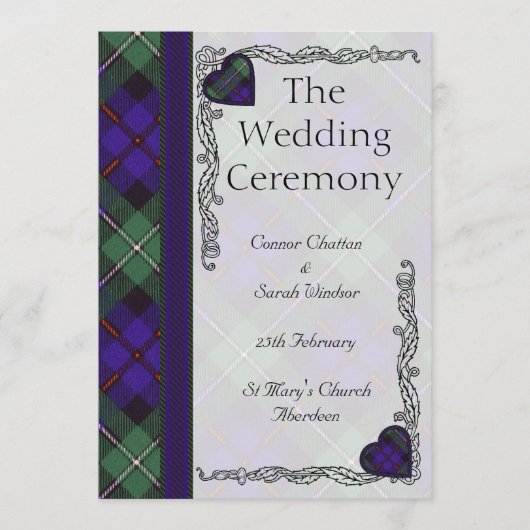 Scottish Tartan Wedding Program - Mackenzie Programm (Vorderseite)