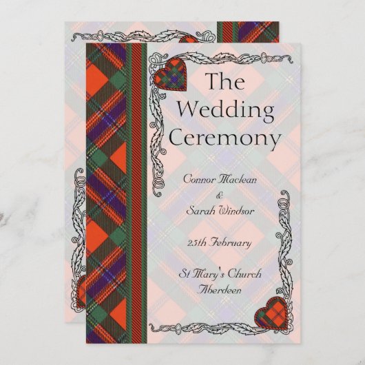 Scottish Tartan Wedding Program - Maclean of Duart Programm (Vorne/Hinten)