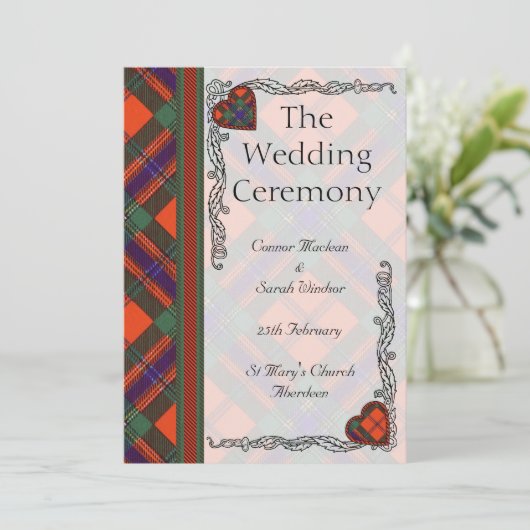 Scottish Tartan Wedding Program - Maclean of Duart Programm (Stehend Vorderseite)