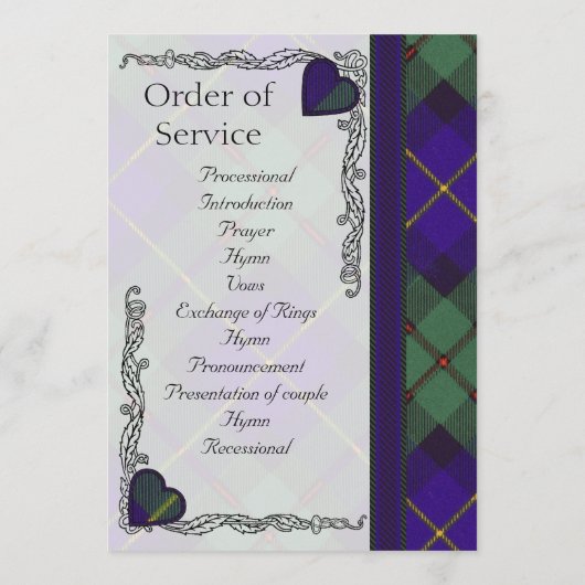 Scottish Tartan Wedding Program Macleod of Harris Programm (Rückseite)