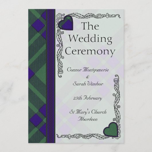 Scottish Tartan Wedding Program - Montgomerie Programm (Vorderseite)